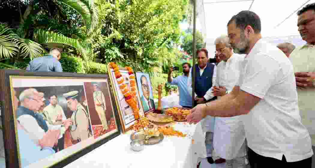 Congress MP Rahul Gandhi paid his condolences to the late Y Puran Kumar in Chandigarh.