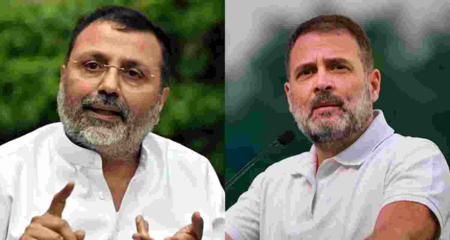 Nishikant Dubey and Rahul Gandhi. (File photo)