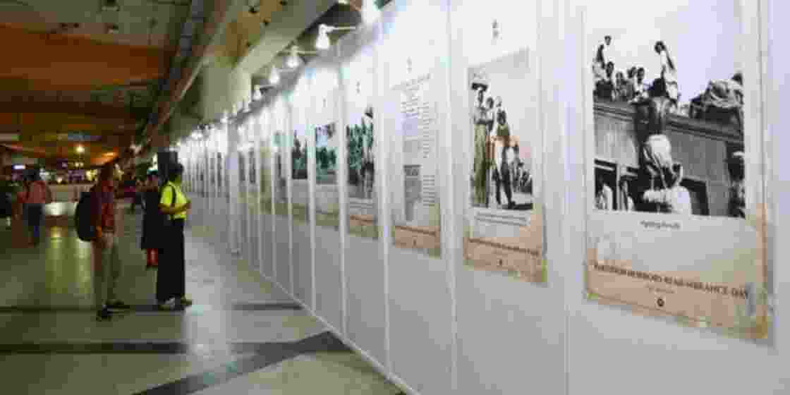 A railway exhibition at a station in Eastern India depicts the human cost of the 1947 Partition.