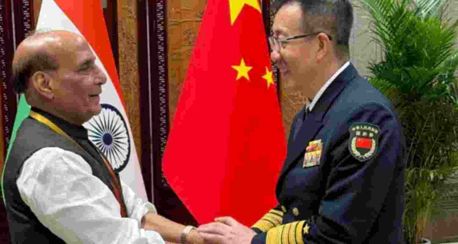 Rajnath Singh met Admiral Dong Jun on the sidelines of the SCO Defence Ministers' Meeting in Qingdao—their first high-level military talks since the October 2024 disengagement at Demchok and Depsang.
