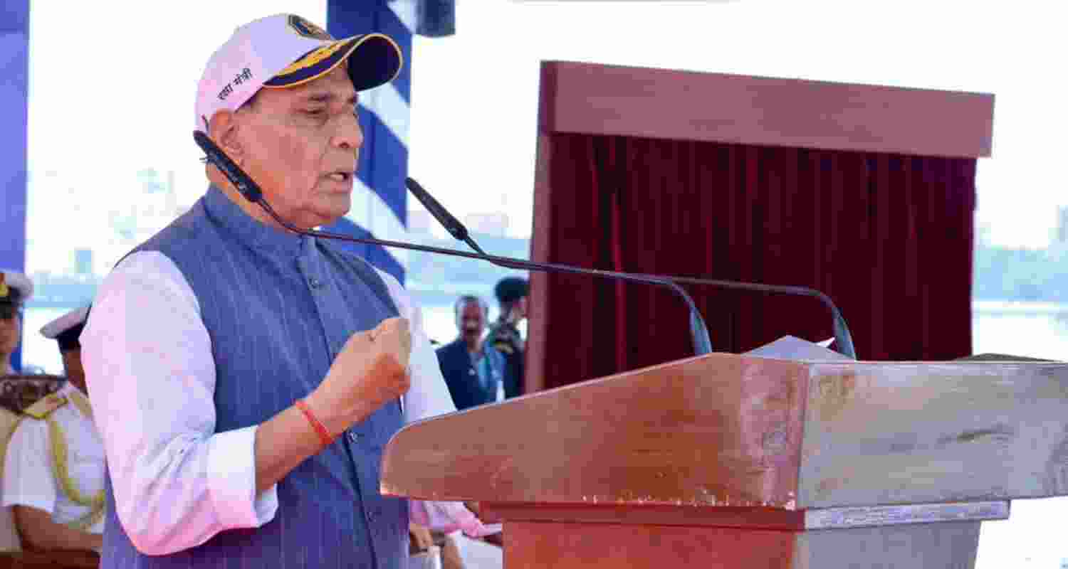 Rajnath Singh said recent conflicts highlight the need for a strong Navy as INS Mahendragiri was commissioned in Visakhapatnam.
