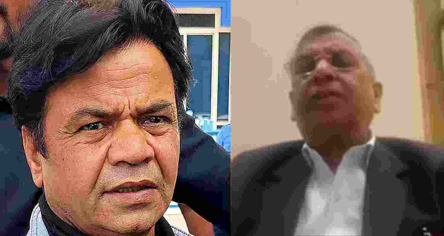 Actor Rajpal Yadav (left),  Madhav Gopal Agrawal. 