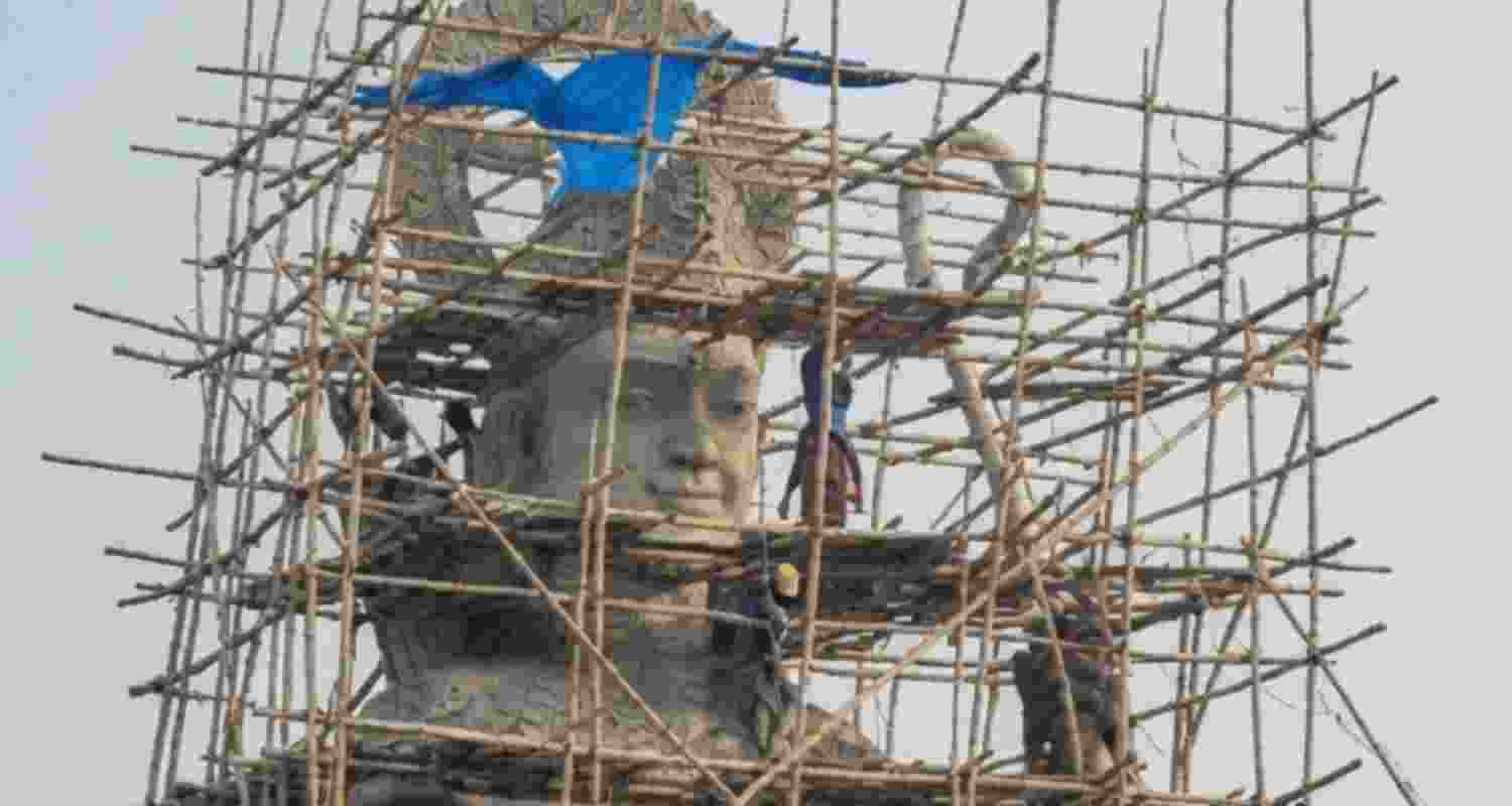 A major Hindu temple complex with a giant Ram idol is under construction in Bangladesh, highlighting the country's evolving religious landscape.