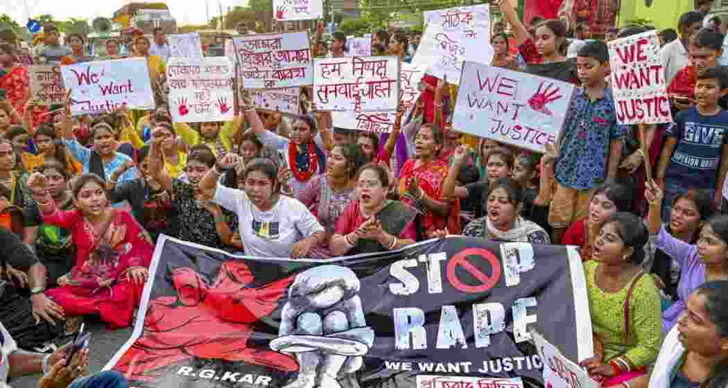 Protesters gather in large numbers during a demonstration in Kolkata following RG Kar trainee doctor’s rape and murder case on August 9, 2024, demanding justice and better campus security for women. Representative image.