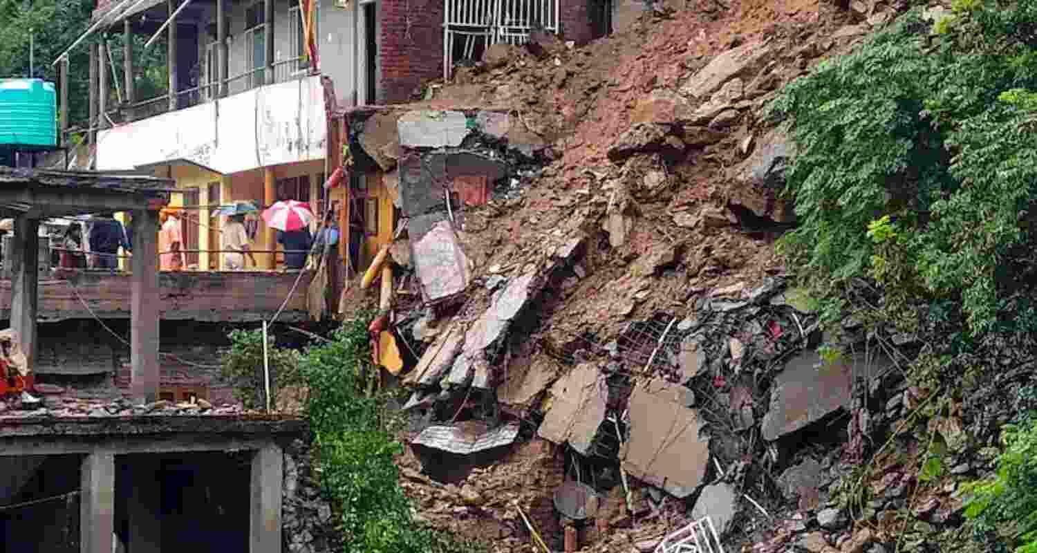 A landslide hit Inner Akhara bazaar in Kullu district early Thursday morning.
