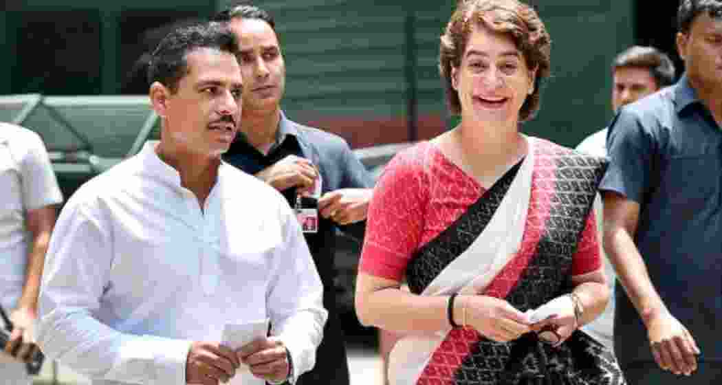 Congress leader Priyanka Gandhi Vadra and her husband Robert Vadra. (File photo)