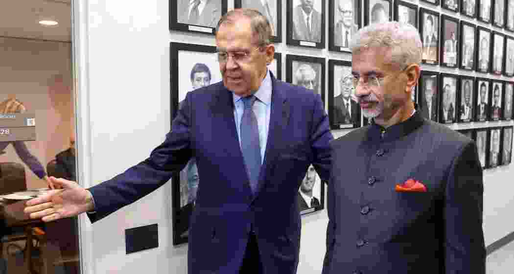 Russian Foreign Minister Sergey Lavrov with Indian Minister of External Affairs S Jaishankar. File photo.