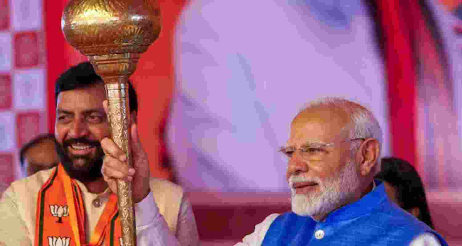 Nayab Singh Saini with PM Modi. 