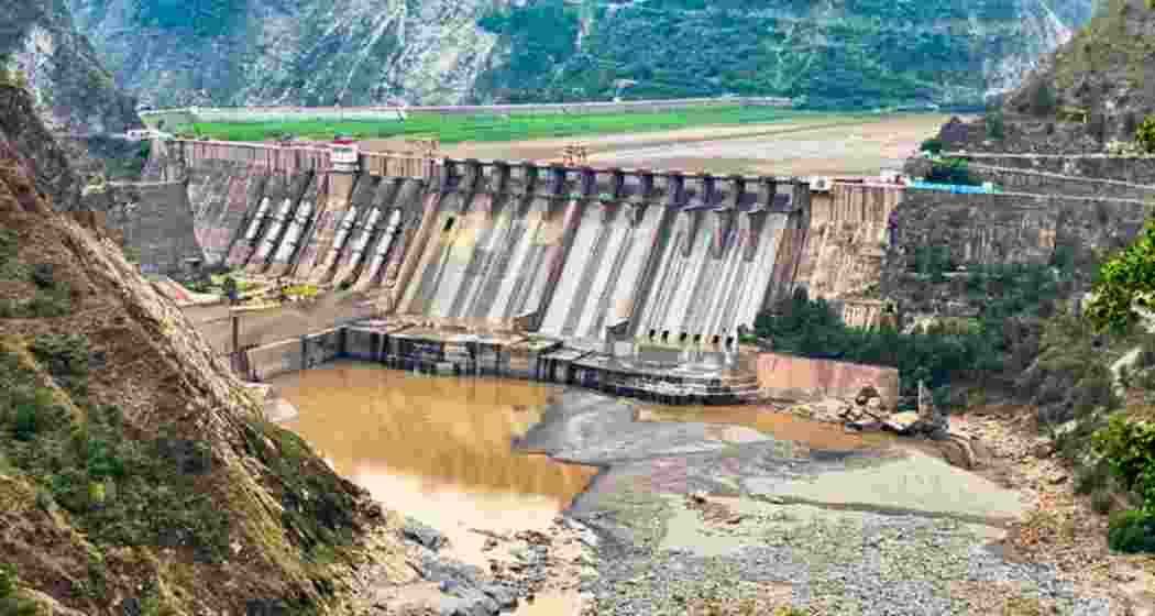 Salal Dam on the Chenab river, in Reasi district of Jammu and Kashmir.