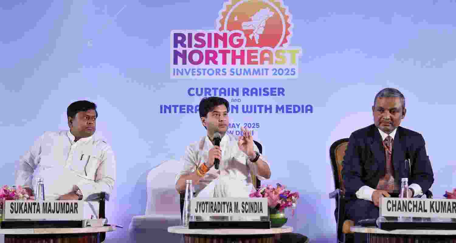 Union Minister Jyotiraditya M Scindia at Rising Northeast Investors Summit 2025.