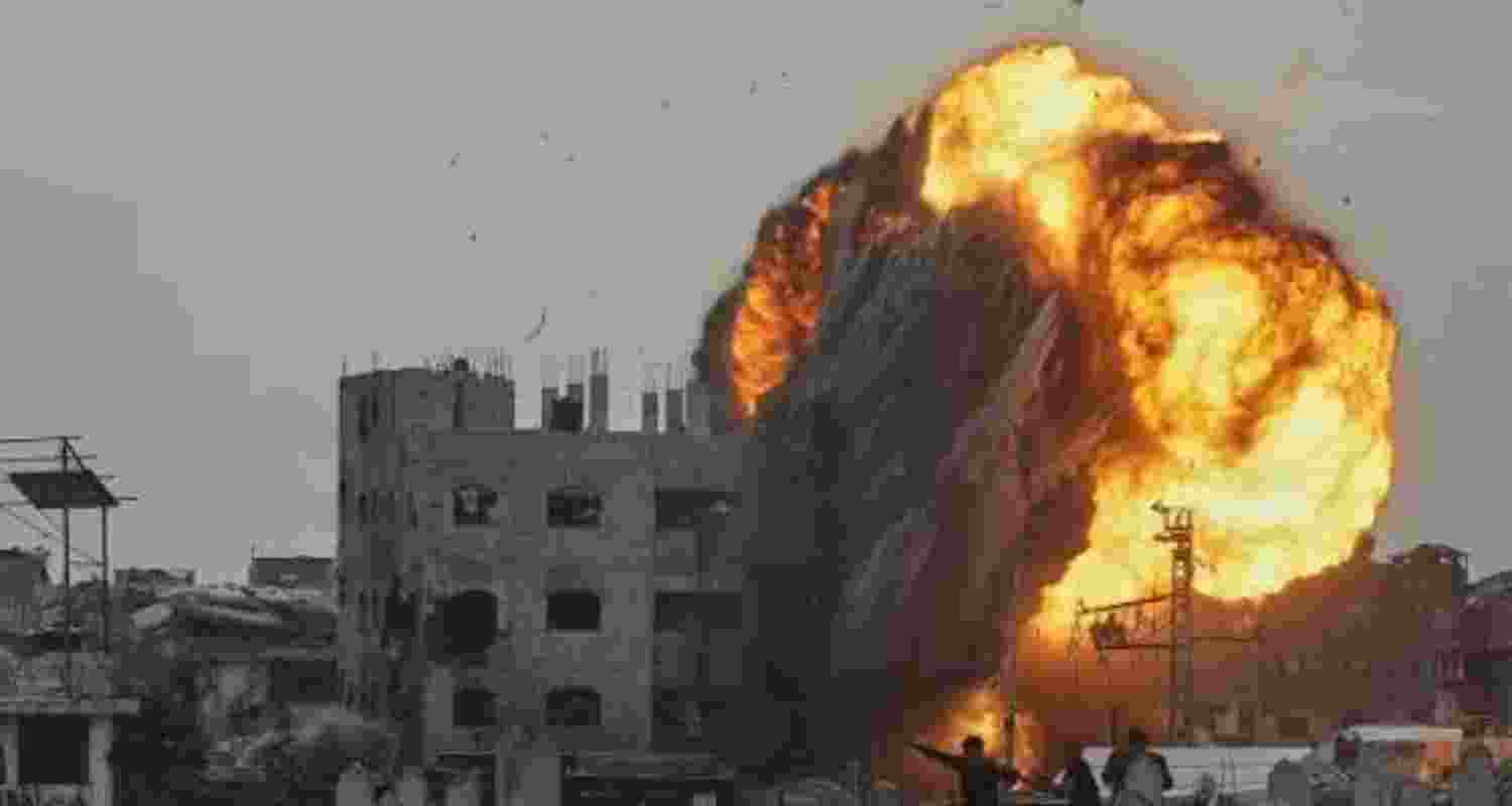 A file photograph of a residential area in Gaza bombarded by Israel. A file photograph of a residential area in Gaza bombarded by Israel.