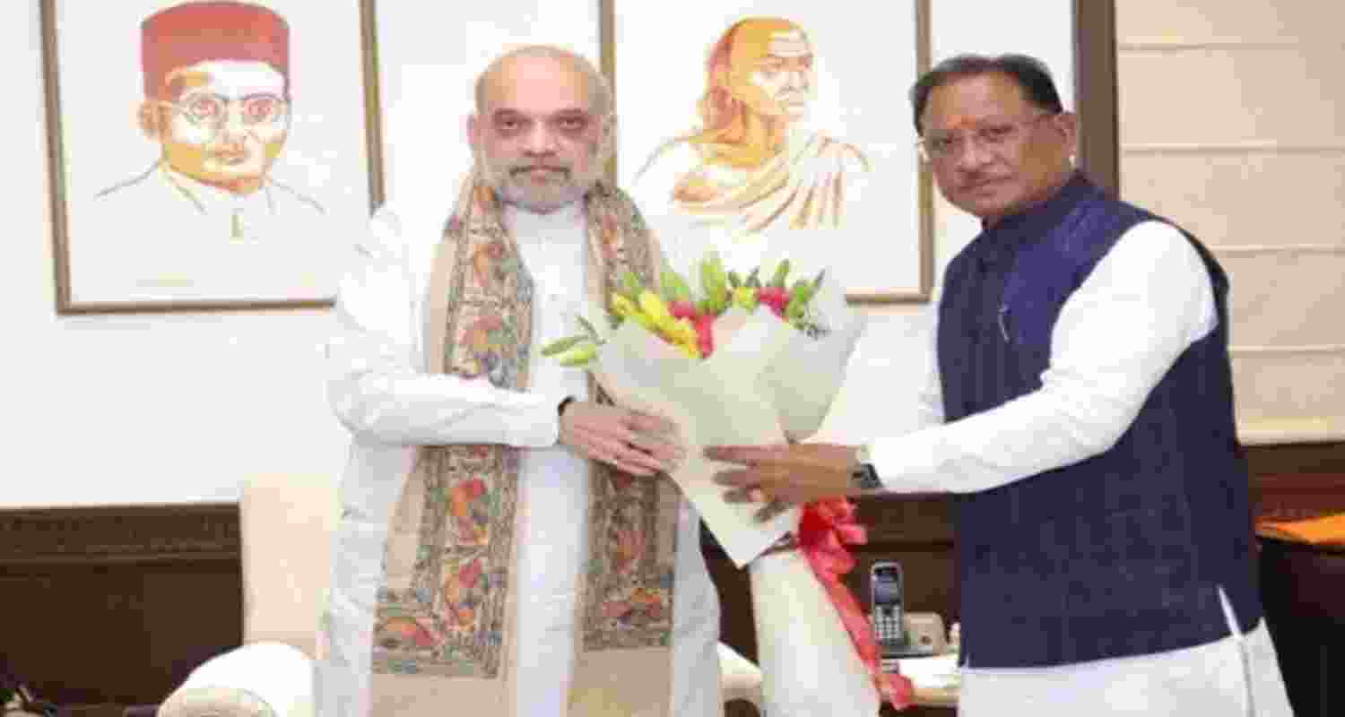 Chhattisgarh Chief Minister Vishnu Deo Sai with Union Home Minister Amit Shah.