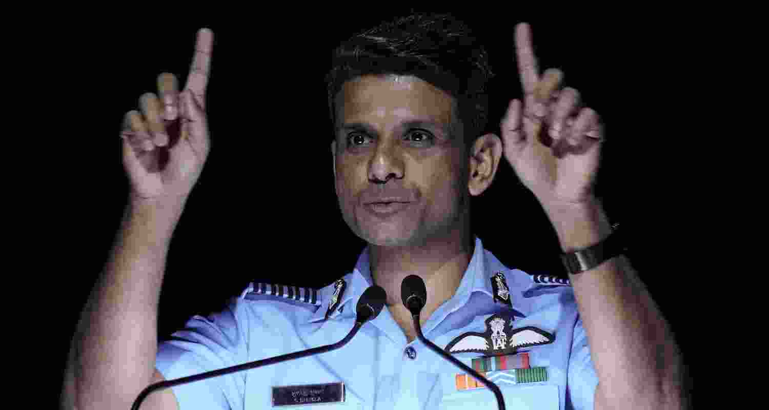 Group Captain Shubhanshu Shukla addresses the gathering during the felicitation ceremony of Gaganyatris, in New Delhi, Sunday.