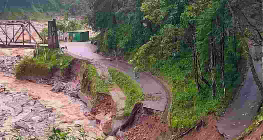 A stretch of road connecting Sikkim with the rest of India washed away due to landslides triggered by  incessant rainfall.