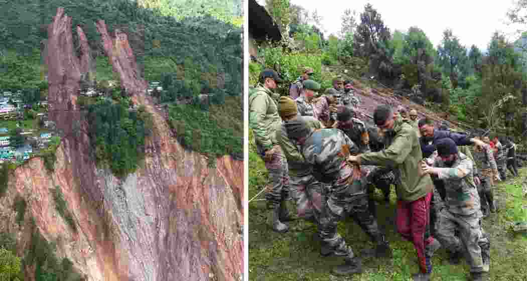 Army personnel engage in rescue and rehabilitation efforts after a landslide struck Chaten in Sikkim's Lachen, working tirelessly to assist affected residents and restore safety in the area.