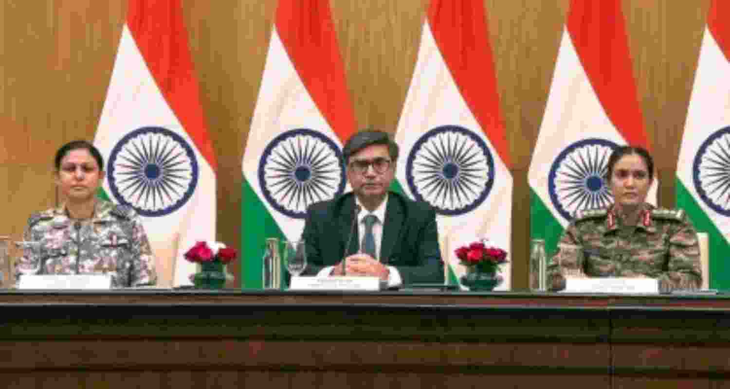 The government briefing on Pakistan's attack on Indian cities on May 8.