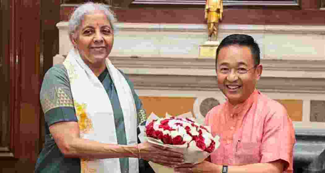 Union Finance Minister Nirmala Sitharaman with Sikkim Chief Minister Prem Singh Golay.