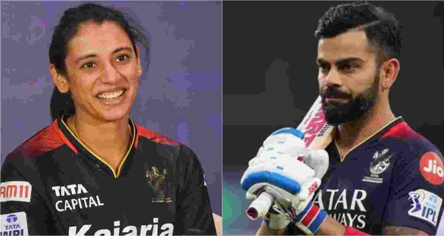 Royal Challengers Bangalore players Smriti Mandhana (left), Virat Kohli (right)