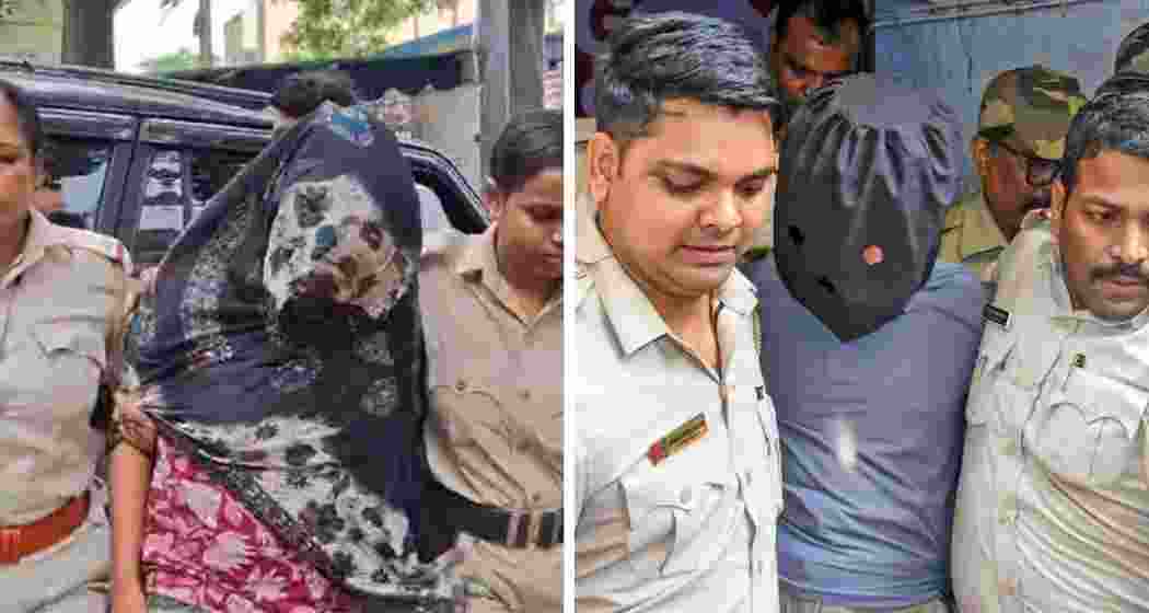 Hamim Mondal (R) and Arpita Sarkar (L) being escorted by police personnel.
Hamim Mondal (R) and Arpita Sarkar (L) being escorted by police personnel.