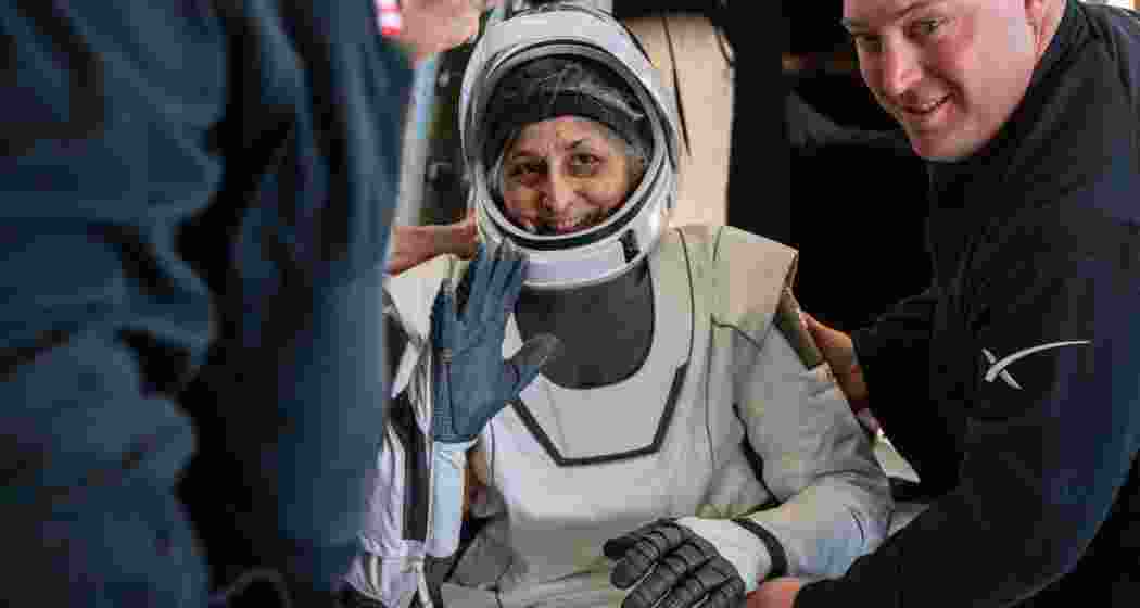 NASA astronaut Suni Williams is helped out of a SpaceX Dragon spacecraft onboard the SpaceX recovery ship MEGAN after she, NASA astronaut Nick Hague, and Butch Wilmore, and Roscosmos cosmonaut Aleksandr Gorbunov landed in the water off the coast of Tallahassee, Florida, Tuesday, March 18, 2025. Hague, Gorbunov, Williams, and Wilmore are returning from a long-duration science expedition aboard the International Space Station. (NASA/Keegan Barber via PTI Photo)