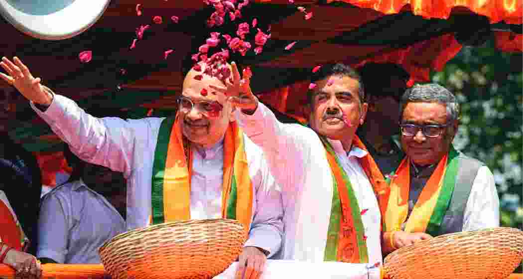 Union Home Minister Amit Shah with West Bengal Chief Minister Suvendu Adhikari.