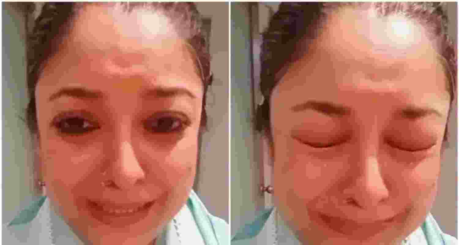 Tanushree Dutta breaks down in the video.