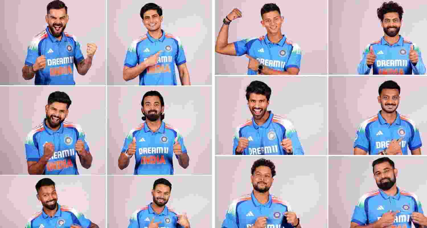 Team India don their new jerseys in images shared by the BCCI, ahead of the India-England ODI series.