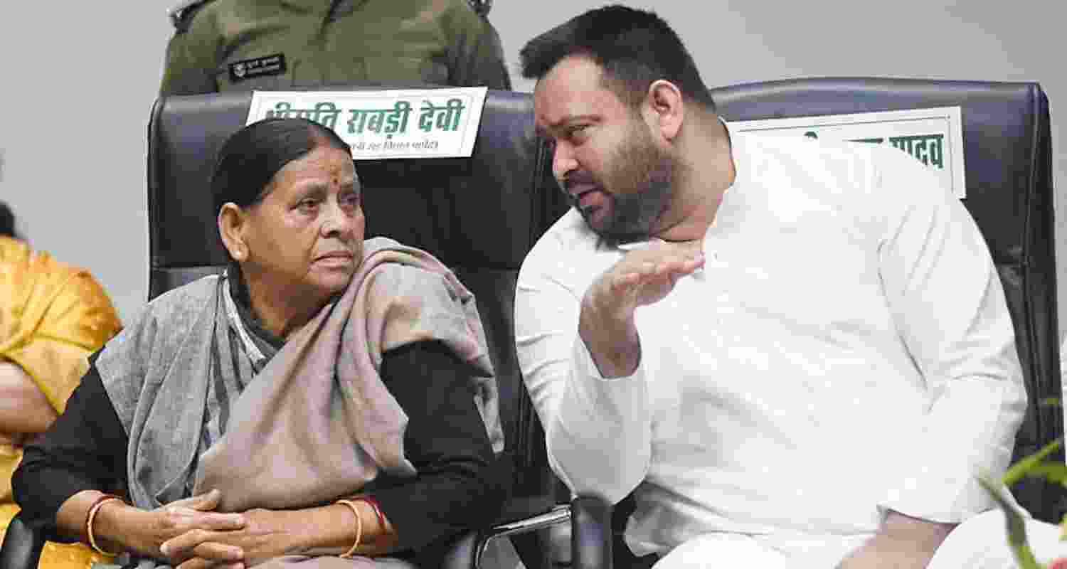 Bihar's former Chief Minister Rabri Devi with LoP in Bihar Legislative Assembly Tejashwi Yadav. 