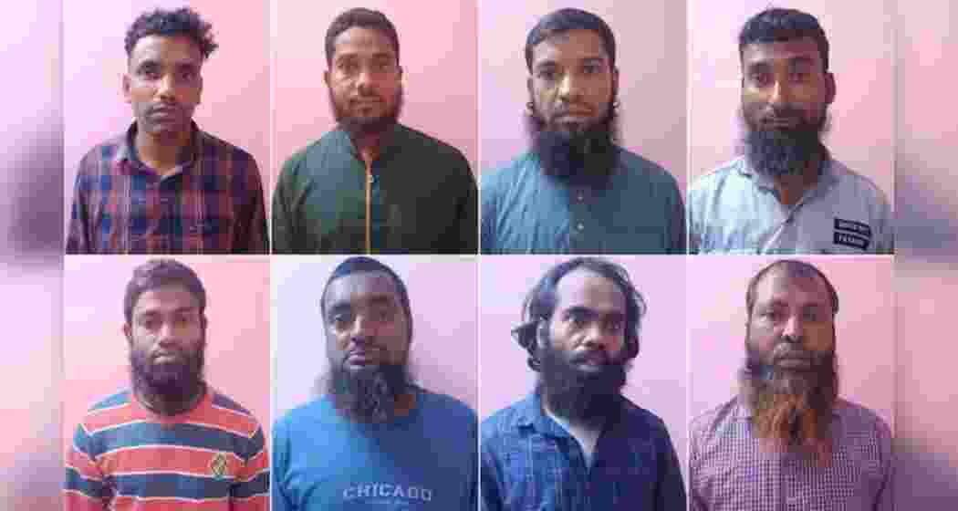 The eight terror suspects arrested by Assam STF with assistance from Bengal and Kerala police.