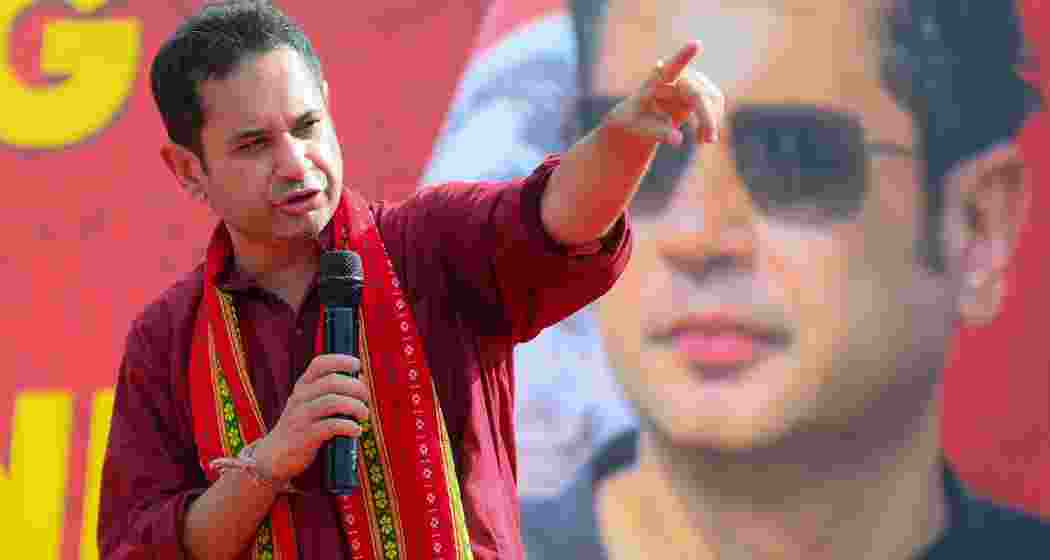 Tipra Motha chief and royal scion Pradyot Kishore Debbarma addresses supporters in Agartala. (File photo)