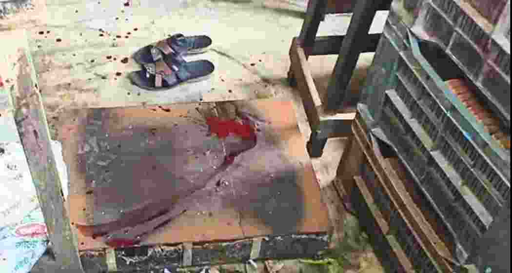 Scene from the murder spot in Naihati, where TMC leader Ashok Shaw was shot dead during the Bengal by-elections.