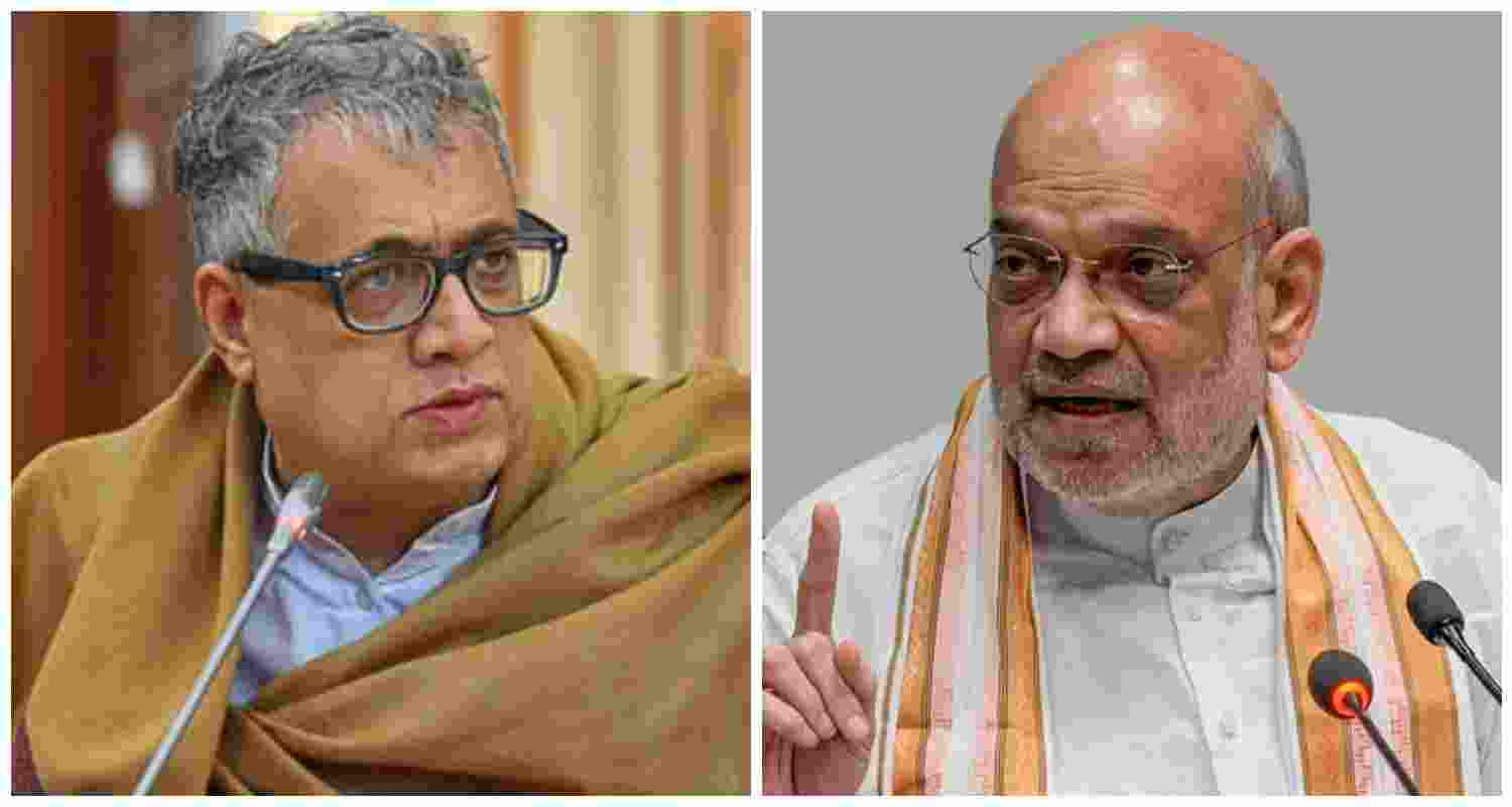 TMC's Parliamentary Party Leader in the Upper House, Derek O'Brien (L), Home Minister Amit Shah (R).