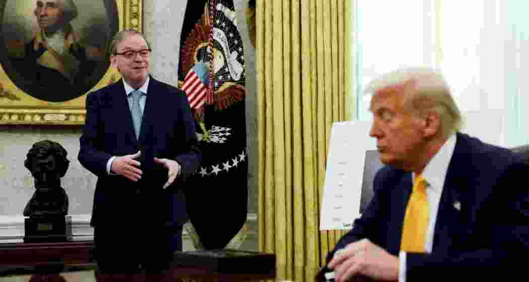 Trump adviser Kevin Hassett with US President Donald Trump at the White House in Washington. Trump adviser Kevin Hassett with US President Donald Trump at the White House in Washington.