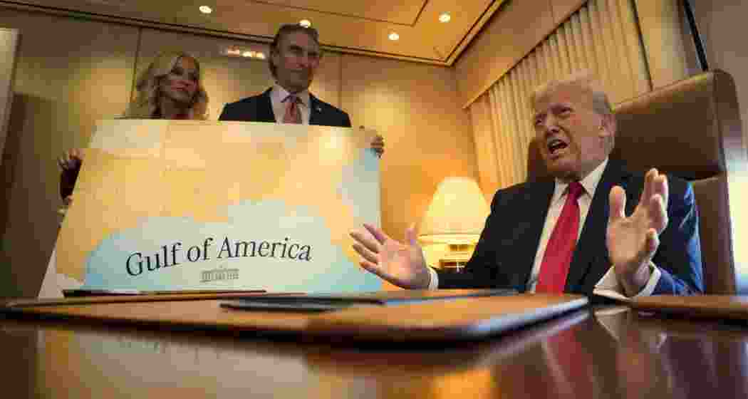 US President Donald Trump signed a proclamation aboard Air Force One, renaming the Gulf of Mexico as the "Gulf of America" during his journey to Super Bowl 59 in New Orleans on Sunday. 