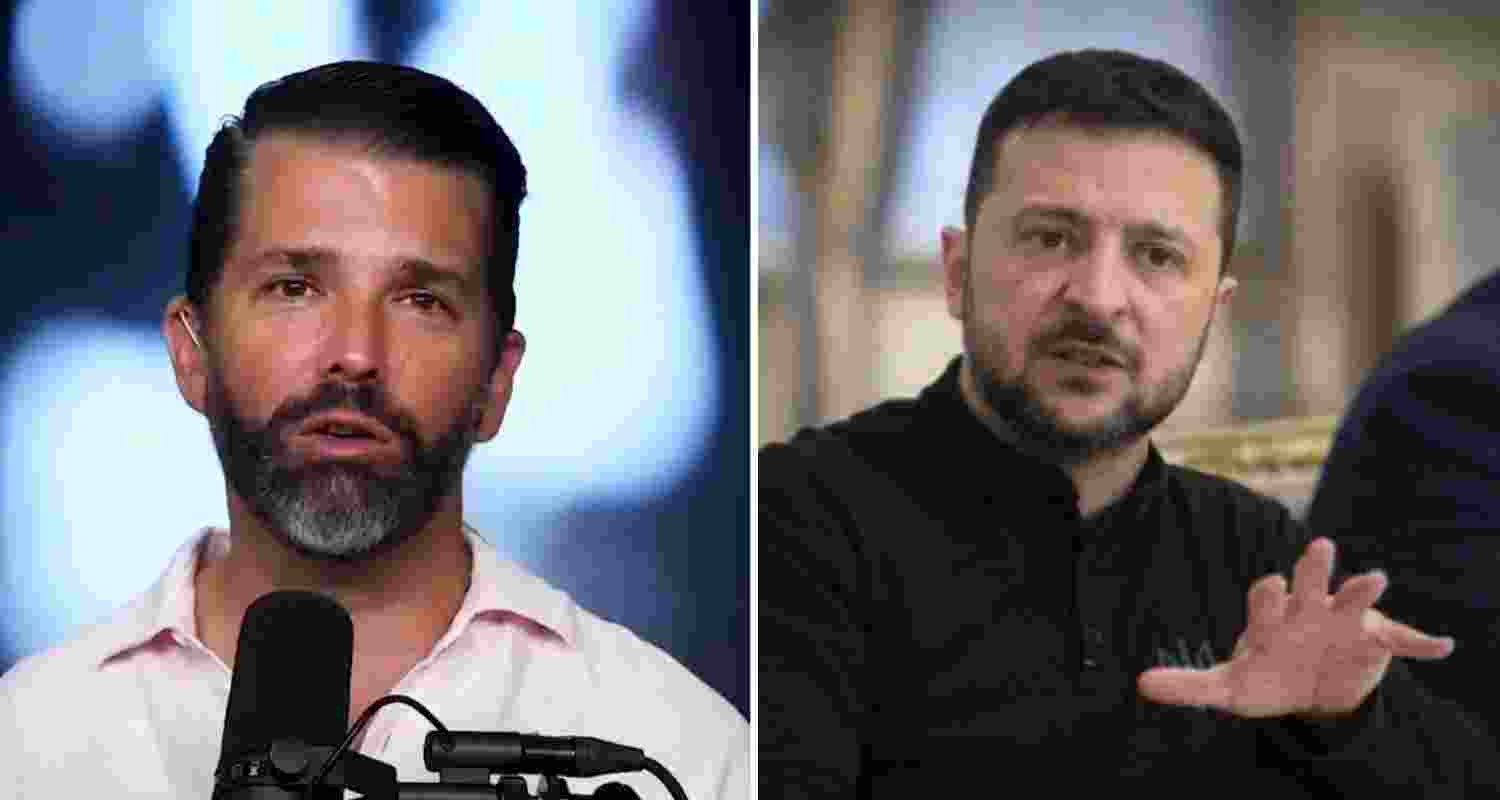 US President Donald Trump’s son Donald Trump Junior (left) and Ukraine’s President Volodymyr Zelensky (right). File photos.