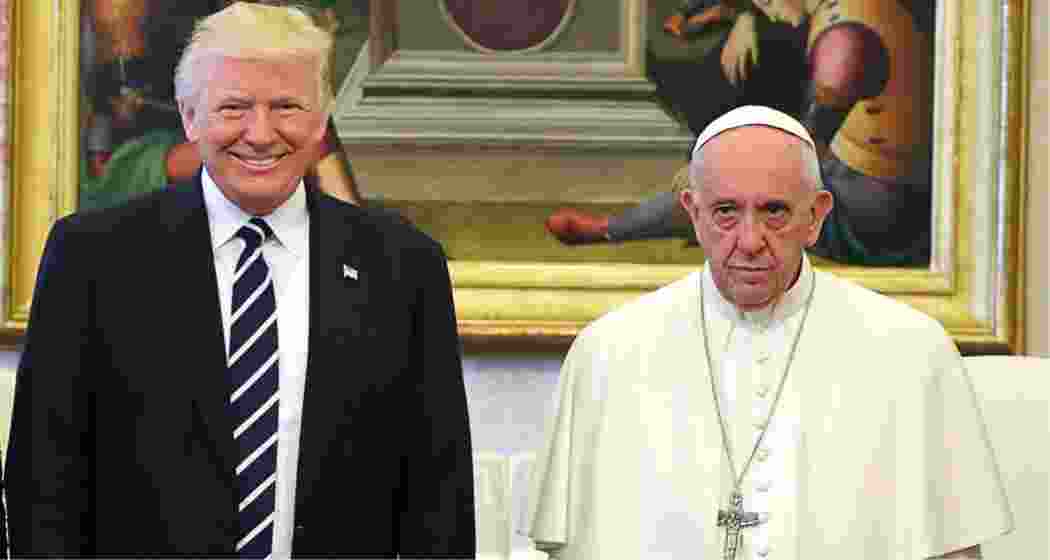 Pope Francis poses with US President Donald Trump at the end of a private audience at the Vatican on May 24, 2017. File Photo.