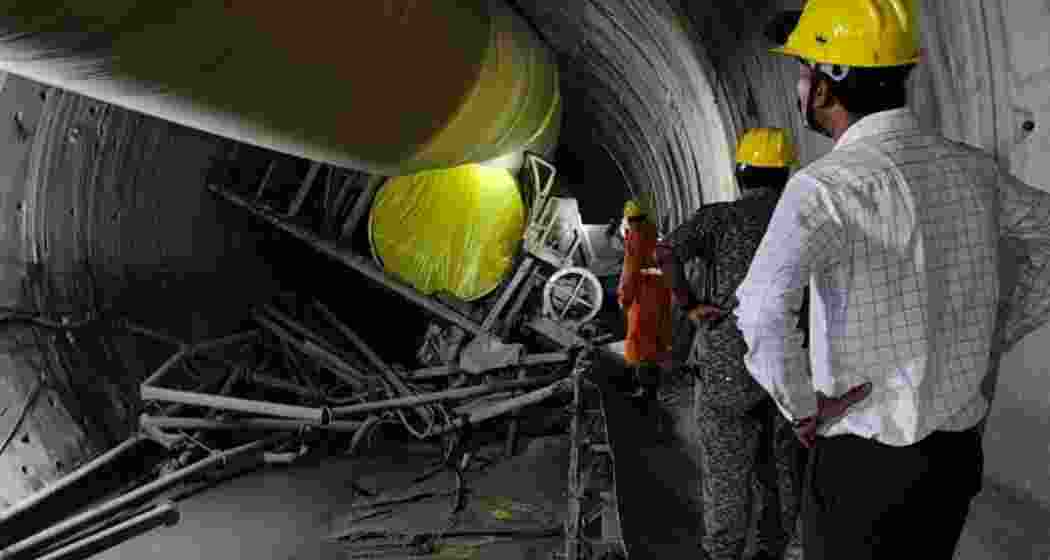 Rescue operation underway to extricate eight persons who have remained trapped for over 48 hours inside a tunnel after a section of it collapsed in the SLBC project in Nagarkurnool district in Telangana. 