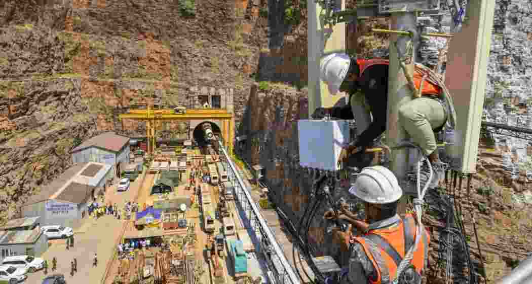 Rescue team at the Srisailam Left Bank Canal project site where a portion of the tunnel collpased, at Domalpenta village of Nagarkurnool district.