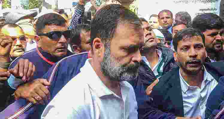 Congress leader Rahul Gandhi at the district court, in Sultanpur.