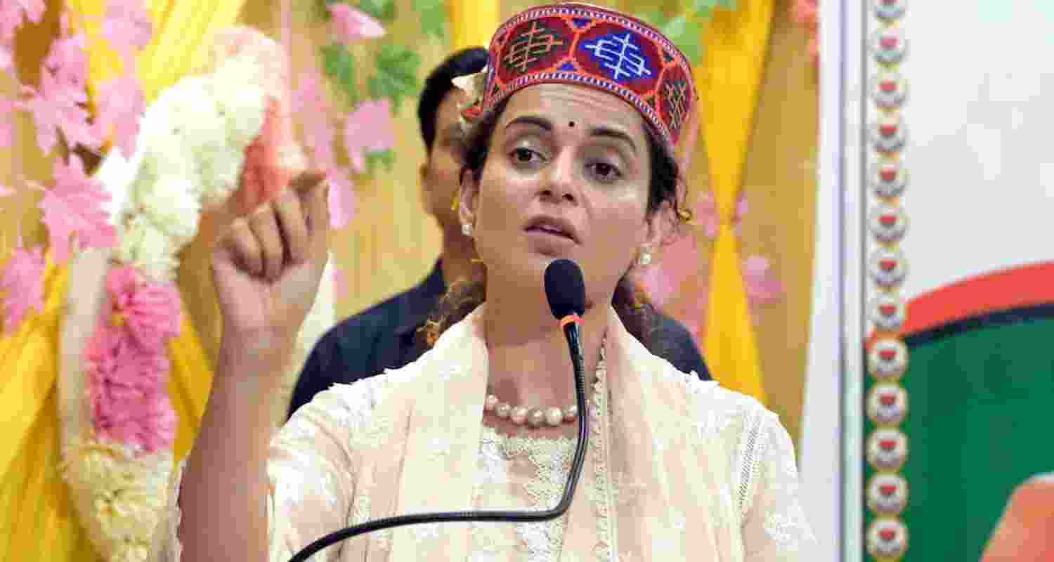 Mandi BJP MP Kangana Ranaut addressing a rally. File Photo.