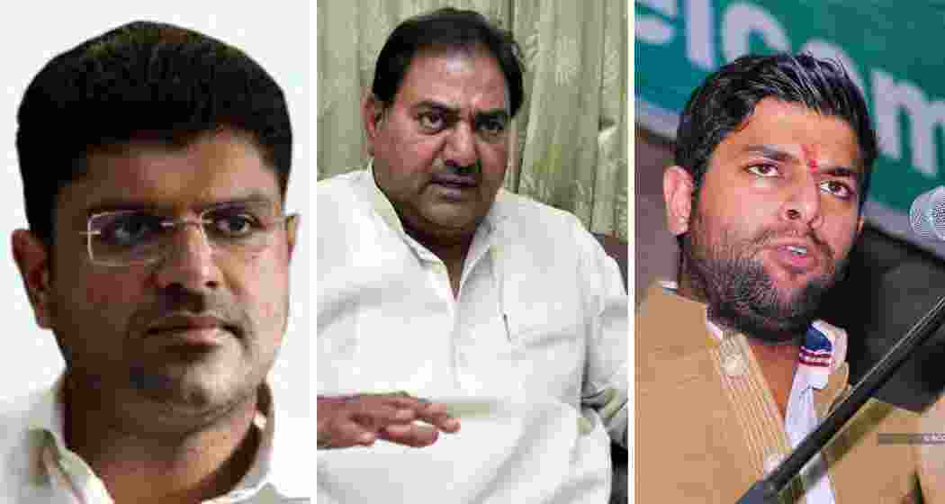 From left to right: Dushyant Chautala, Abhay Singh Chautala, and Digvijay Chautala. 