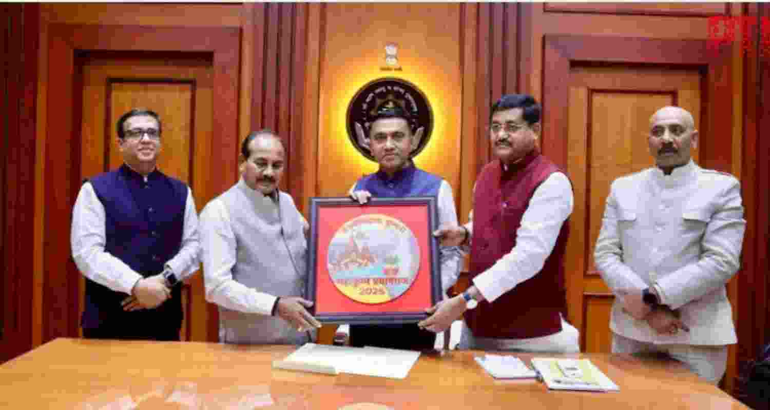 Uttar Pradesh Minister Ramkesh Nishad met Goa CM Pramod Sawant (Centre) on Thursday to extend him an invitation to attend Mahakumbh 2025 to be held between January 13 and February 26, 2025, to be held at the Triveni Sangam at Prayagraj.