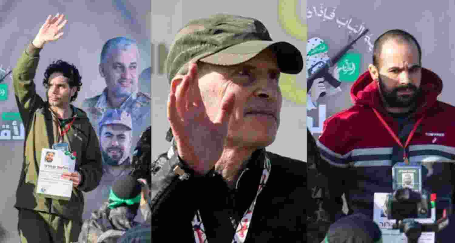 Israeli Hostages Ofer Kalderon, Yarden Bibas and Keith Siegel freed in Gaza.