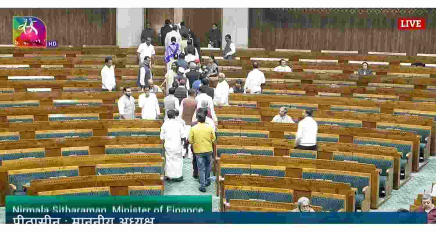 Opposition MPs Five Minutes walk out during Budget speech over Kumbh stampede.