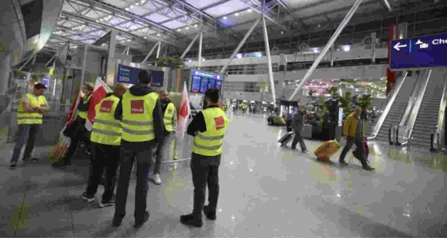 Verdi union strike halts air travel at Hamburg airport.