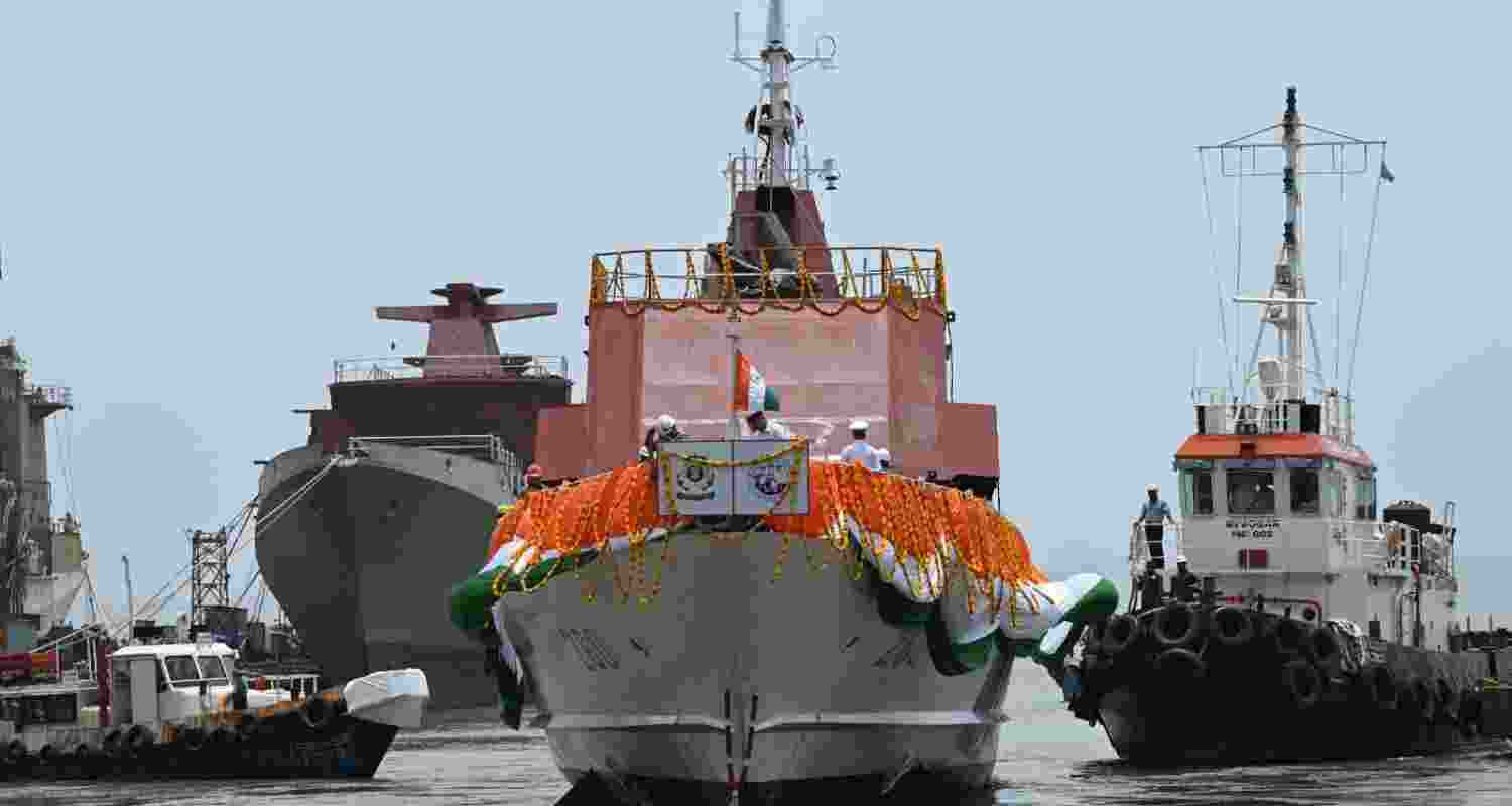 Goa Shipyard launches fifth FPV for Coast Guard.