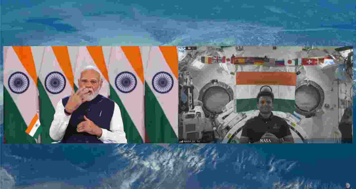 PM Modi interacts with IAF officer Shubhanshu Shukla on ISS.