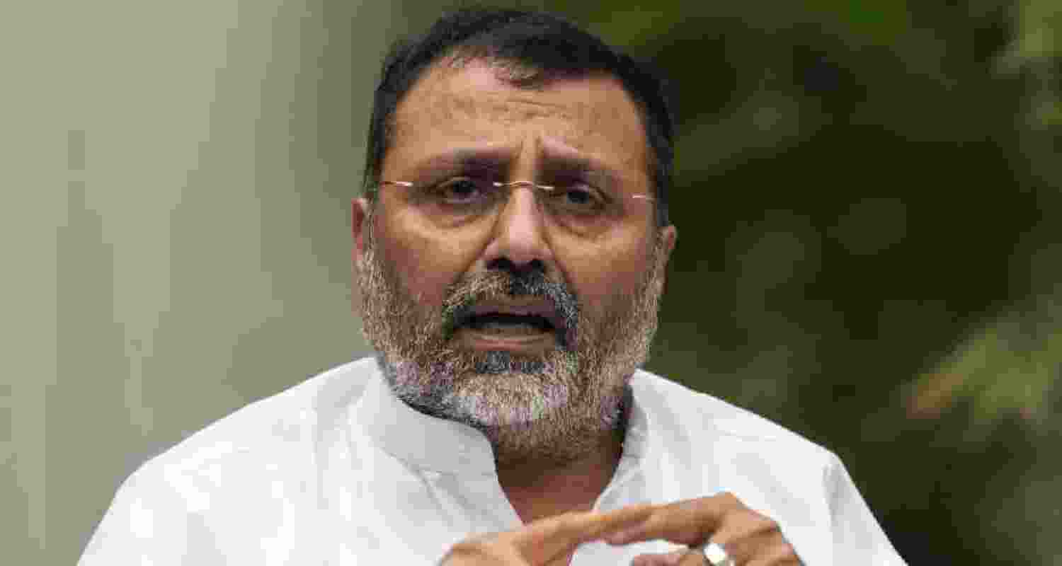 MP Nishikant Dubey blames Raj Thackeray for stirring language violence.