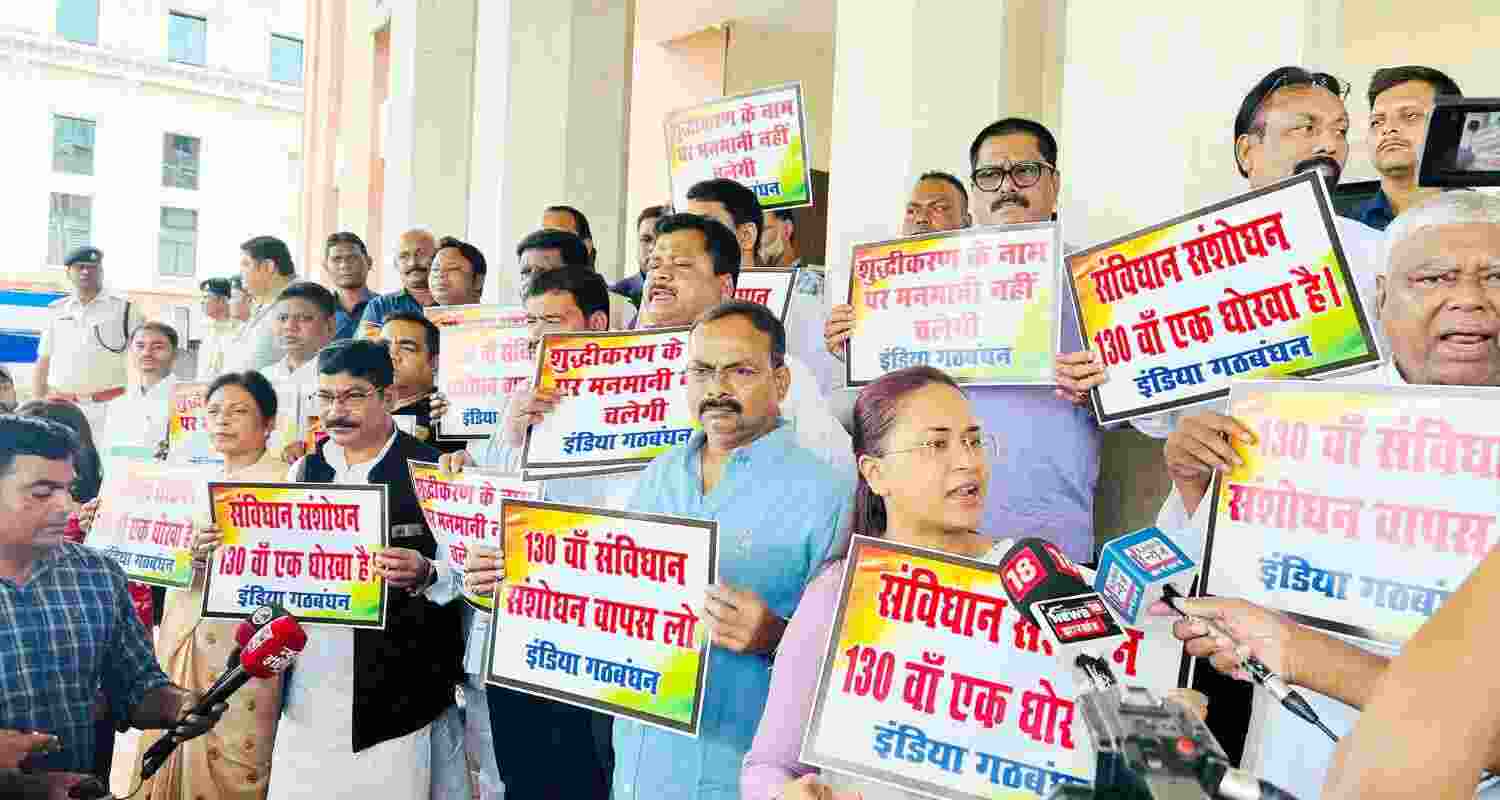 Congress MLAs stall House proceedings in Jharkhand.