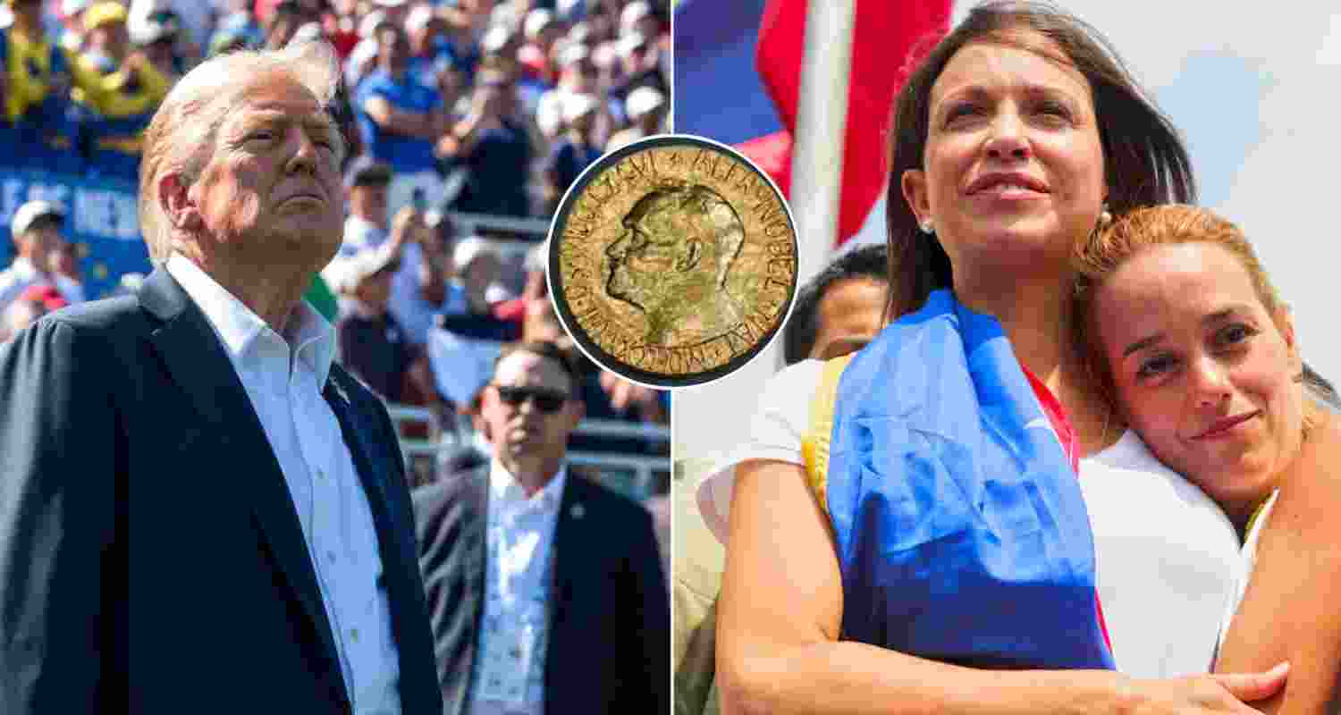 US President Trump says Venezuelan leader Maria Machado accepted prize for him.